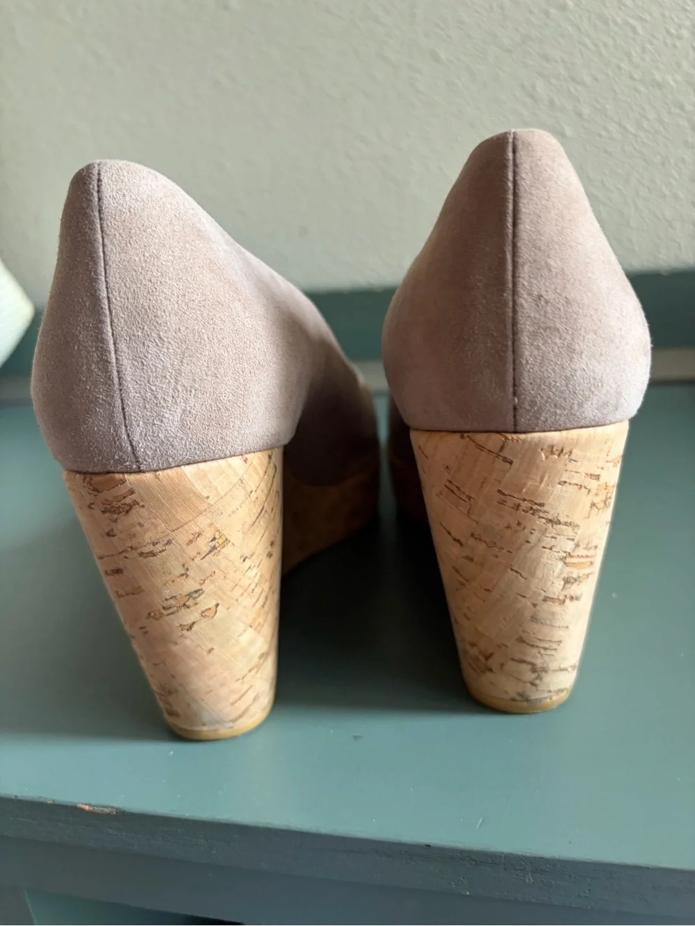 Stuart Weitzman Anna Peep Toe Wedge Tan Neutral 8.5